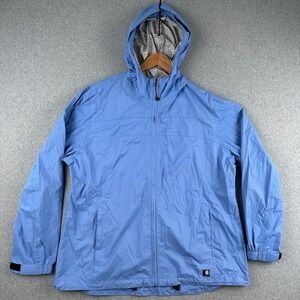 Carhartt Jacket Mens XL Blue Full Zip Hooded Windbreaker Rain Coat Ripstop